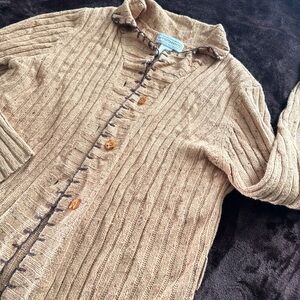 Investments Beige Cardigan Sweater